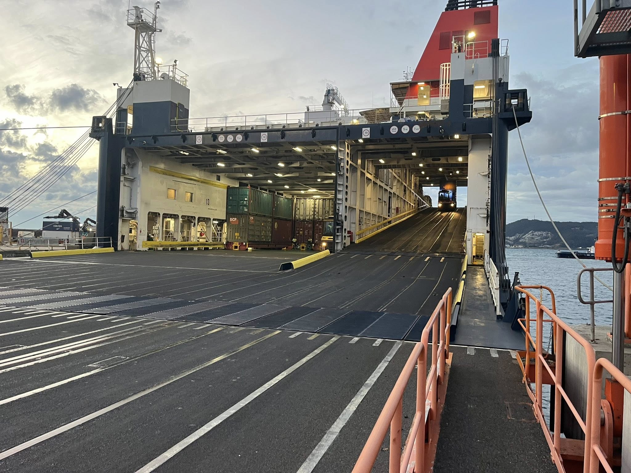 Spirit of Tasmania ferry deck for boat transport